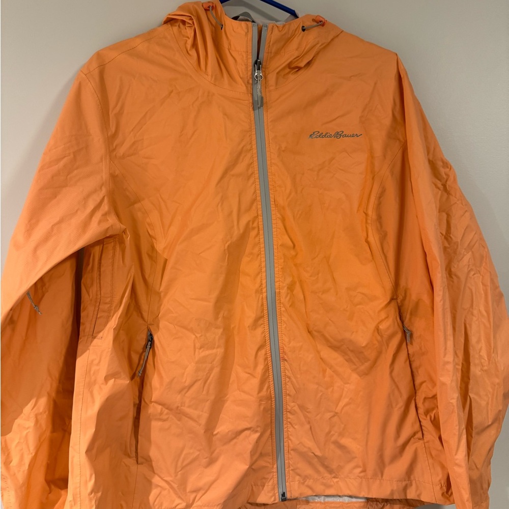 Eddie Bauer Orange Rain Jacket with Hood